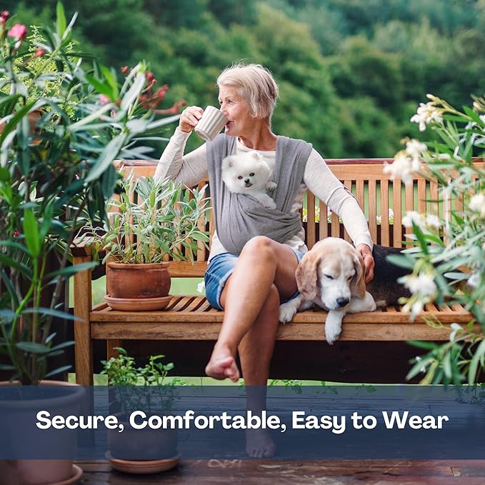 Dog Carriers for Small Dogs, Front Facing Small Dog Carrier, Hands Free Pet Carrier, Size Adjustable Cat Carriers, Reducing Back Pain, Safe Soft Cotton Cat Sling (Regular, Heather Gray)-PawvioPets