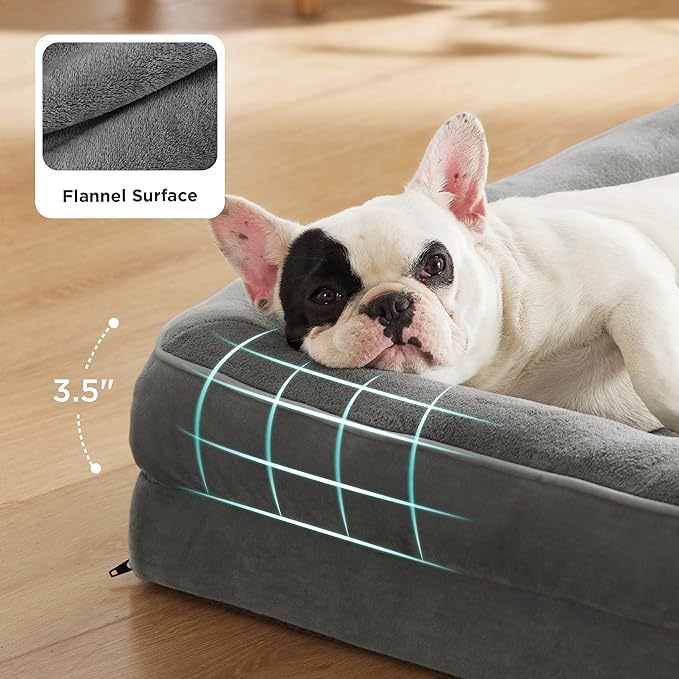 Bedsure L Plus Orthopedic Dog Bed for Large Dogs - Washable Dog Cat Bed Waterproof, L Plus Big Comfort Dogs Couch Sofa with Washable Removable Cover, Pet Bed with Nonskid Bottom, Grey, 38"-PawvioPets