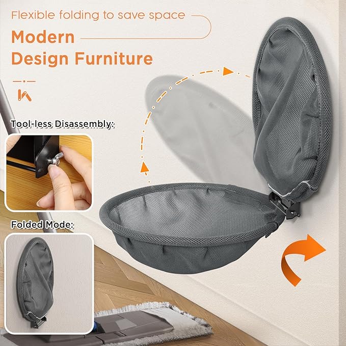 Cat Hammock Wall Mounted, Foldable & Stable Cat Beds- Breathable Cat Wall Shelves for Sleeping, Playing, Climbing, and Lounging - Maximum Hold Up to 30lb (Gray)-PawvioPets