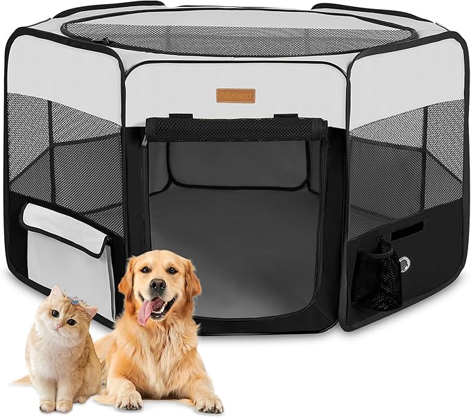 Dog Playpen, Portable Pet Play Pen for Cat, Puppies, Rabbits, Chickens, Foldable Large-Capacity Pet Tent for Indoor/Outdoor Travel Camping (Size XL Without Carry Bag)-PawvioPets