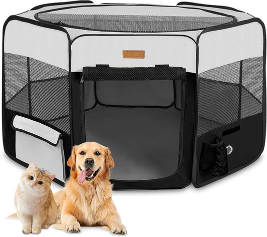 Dog Playpen, Portable Pet Play Pen for Cat, Puppies, Rabbits, Chickens, Foldable Large-Capacity Pet Tent for Indoor/Outdoor Travel Camping (Size XL Without Carry Bag)-PawvioPets