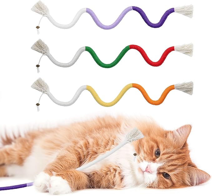 3pcs Safe Cat Rope Toy,Teeth Clean Toy for Cat, Cat Chew Toys for Indoor Cat,Kitten Interactive Toys-PawvioPets
