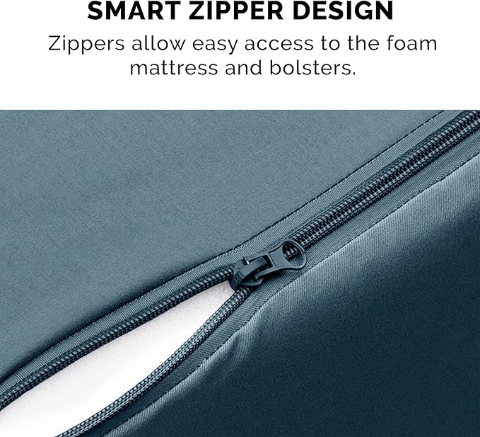 Furhaven Cooling Gel Dog Bed for Large/Medium Dogs w/ Removable Bolsters & Washable Cover, For Dogs Up to 55 lbs - Pinsonic Quilted Paw L Shaped Chaise - Bluestone, Large-PawvioPets