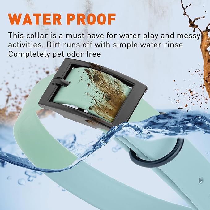 Dogline Biothane Waterproof Dog Collar Strong Coated Nylon Webbing with Black Hardware Odor- Proof for Easy Care Easy to Clean High Performance Fits Small Medium or Large Dogs, Sage Green-PawvioPets