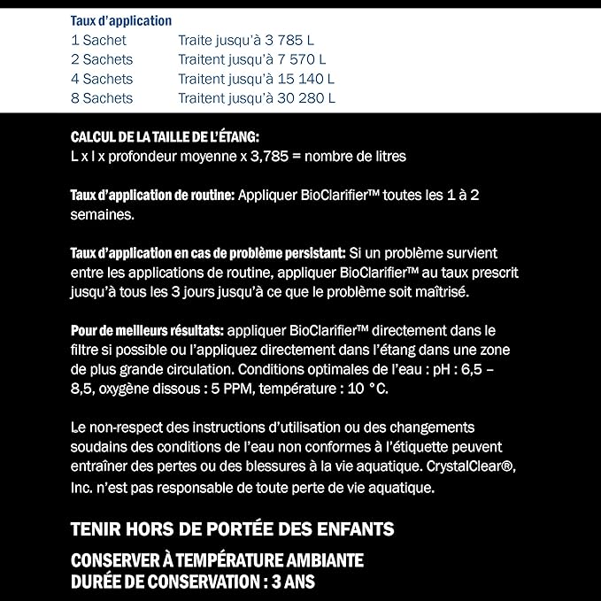 CrystalClear BioClarifier Small Pond & Water Garden Clarifier & Cleaner, Cloudy Water Beneficial Microbe Treatment, Fish, Plant & Pet Safe, 24 Packets-PawvioPets