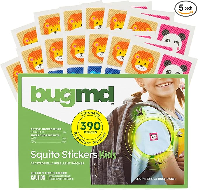 BugMD Squito Stickers Mosquito Repellent Patch Stickers for Kids (390 Patches), Safe & Effective Insect Repellent Patches for Toddlers, Kids, Camping, Beach & Outdoor Essentials-PawvioPets