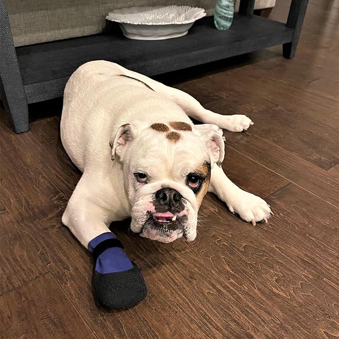 Double Dipped Thick Textured Waterproof Cotton Dog Socks | PawFlex Comfy Pawz Soft Indoor/Outdoor Pet Booties | Non-Slip Silicone Grip at Inner Wrist for No Twisting or Sliding Off| Adjustable Strap-PawvioPets