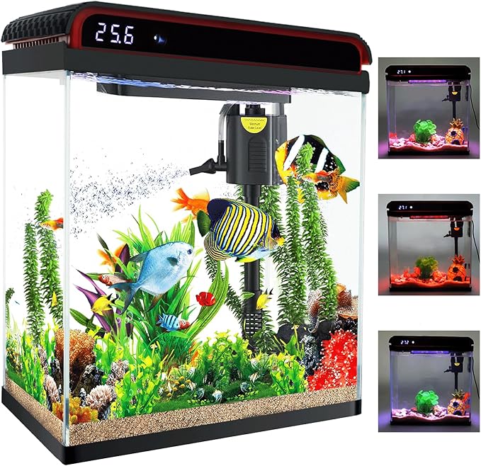 20 Gallon Fish Tank, Large Betta Tank with Glass Aquarium Starter Kits Self Cleaning with 3 Types of LED Lights and Filter Water Pump, Ultra Quiet Decoration Kids Room Gift Decor-PawvioPets