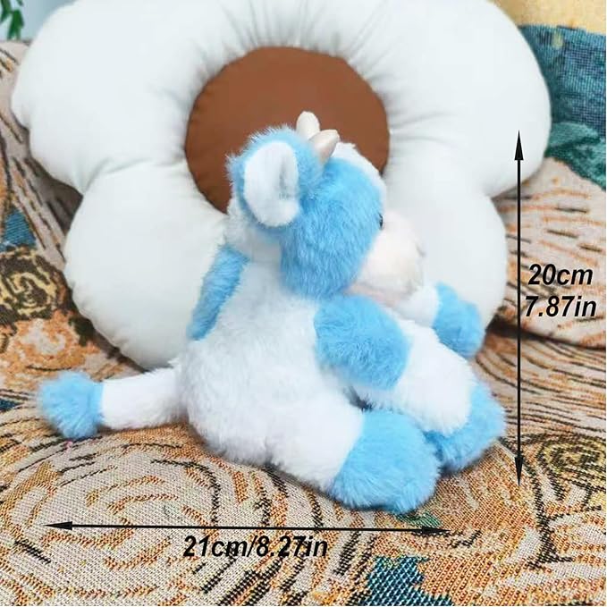 Blue and White Cow Weighted Stuffed Animal 20cm/7.87in Cute Sitting Cow Plush Toy with Smile Soft Fluffy Small Farm Plushie for Kids Adults Birthday Festival Gift Bed Home Office Decor Toys-PawvioPets