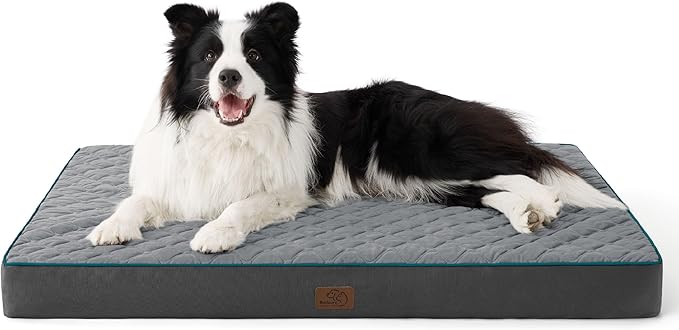 Bedsure Orthopedic Dog Bed Large Sized Dog - Memory Foam Pet Mattress with Removable Washable Cover and Egg Crate Foam, Thick Flat Suitable for Pet Up to 65 lbs, 36x27x3.5 Inches, Grey-PawvioPets