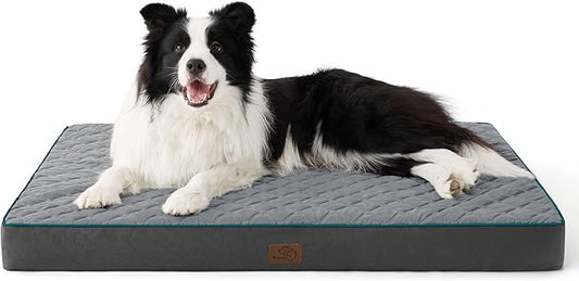Bedsure Orthopedic Dog Bed Large Sized Dog - Memory Foam Pet Mattress with Removable Washable Cover and Egg Crate Foam, Thick Flat Suitable for Pet Up to 65 lbs, 36x27x3.5 Inches, Grey-PawvioPets