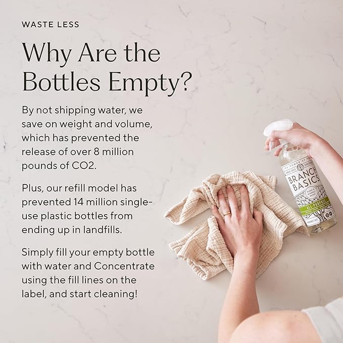 Branch Basics Premium Starter Kit: All Purpose, Glass, and Bathroom Cleaner plus our Foaming Wash, and Laundry Bottle (3 Plastic Spray Bottles + Concentrate) Fragrance-Free-PawvioPets