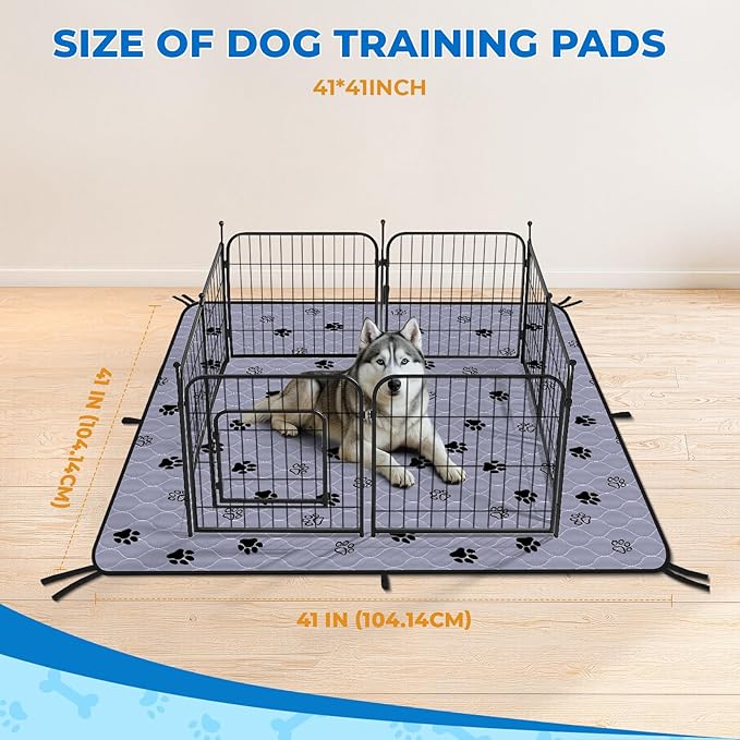 Fostanfly Washable Pee Pads for Dogs, 2 Pack 41"x41", Ultra-Absorbent Leakproof Non-Slip Reusable Potty Training Pads for Dogs, Cats & Puppies Potty-PawvioPets