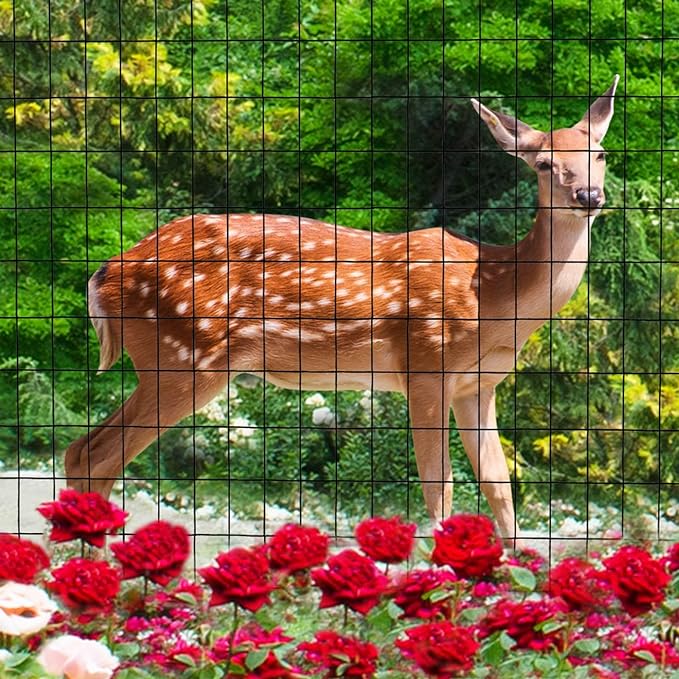 Black PVC Coated Welded Wire Fence 48 Inch x 25 Foot, 2 Inch x 3 Inch 16GA, Garden Border Fencing Roll Vinyl Coating Metal Wire Mesh for Yard Vegetable Plant Protection Poultry Netting-PawvioPets