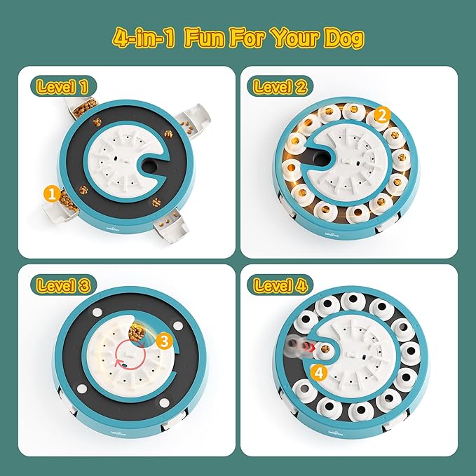 Dog Puzzle,Level 4 in 1 Interactive Toy for Smart Dogs, Multi-Stage Play, Puzzle Toys for Dogs, Cognitive Dog Puzzle Feeder for Slow Eating & Mental Stimulation-PawvioPets