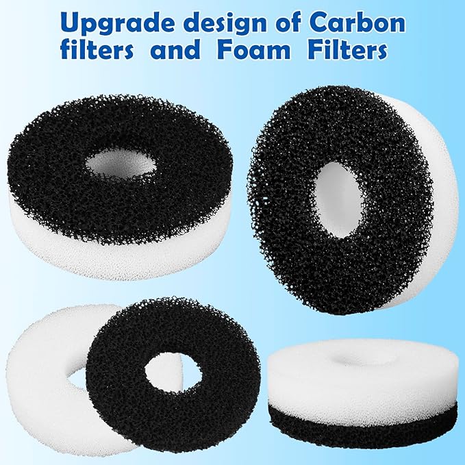 Filter Replacement Compatible with Biorb Aquariums(10 Piece of Carbon Foam, 10 Piece of Regular Foam, 2 Cleaning brushs and 1 Piece Cleaner pad)-PawvioPets