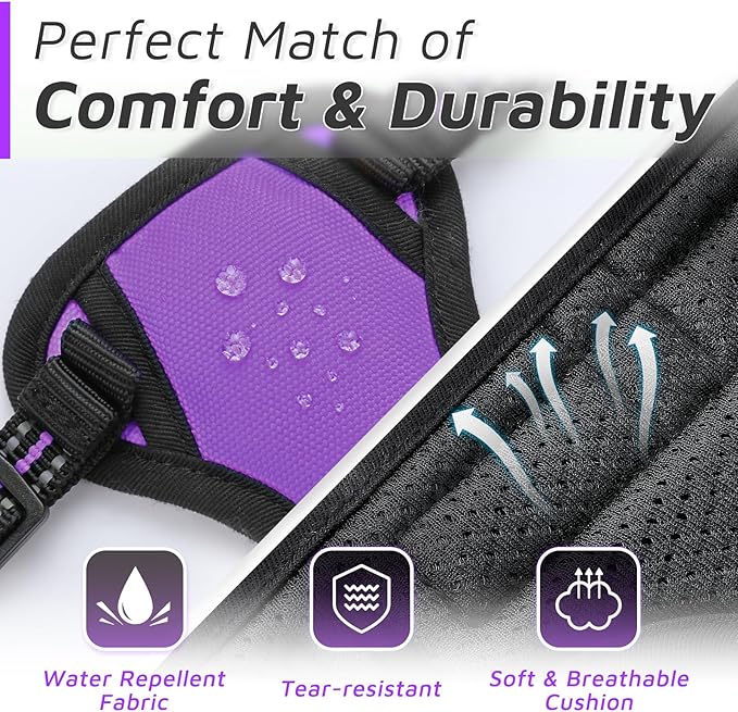 Eagloo Small Dog Harness No Pull, Service Vest with Reflective Strips and Control Handle, Adjustable and Comfortable for Easy Walking, No Choke Pet Harness with 2 Metal Rings, Purple, XS-PawvioPets