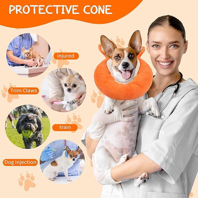 Adjustable Cat Collar Soft to Stop Licking After Surgery for Kitten, Alternative to Cone of Shame, Donut Cone for Cats, Pet Elizabethan Collar (Rabbit, Small)-PawvioPets