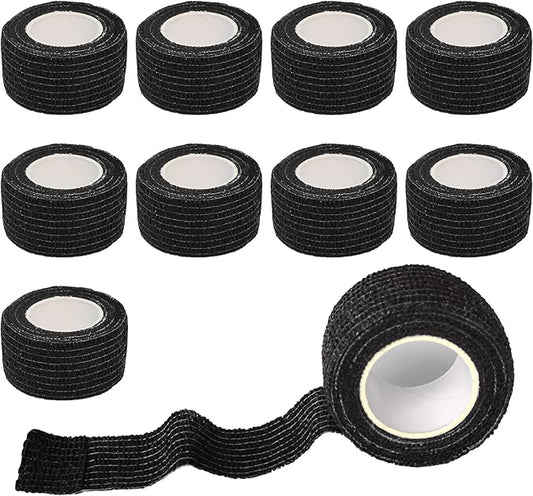 9 Pack 1" x 5 Yards Self Adhesive Bandage Wrap Self Stick Wrap for Ankle, Wrist, Finger, Sports, Breathable Cohesive Vet Tape for Pets (Black)-PawvioPets