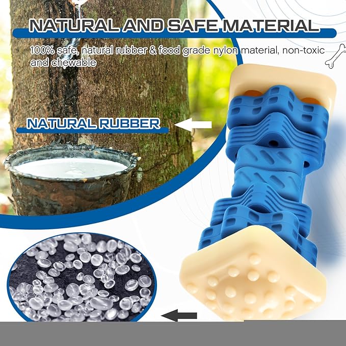 Aliceset 2 Pcs Dog Toys for Aggressive Chewers Tough Durable Indestructible Puzzle Interactive Dog Cognitive Chew Toys with Beef Flavor, Safe Rubber Bone Shape Enrichment Gift to Keep Them Busy-PawvioPets