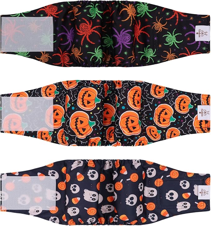CuteBone Male Dog Diapers Small 3 Pack Halloween Puppy Diapers DM31S-PawvioPets