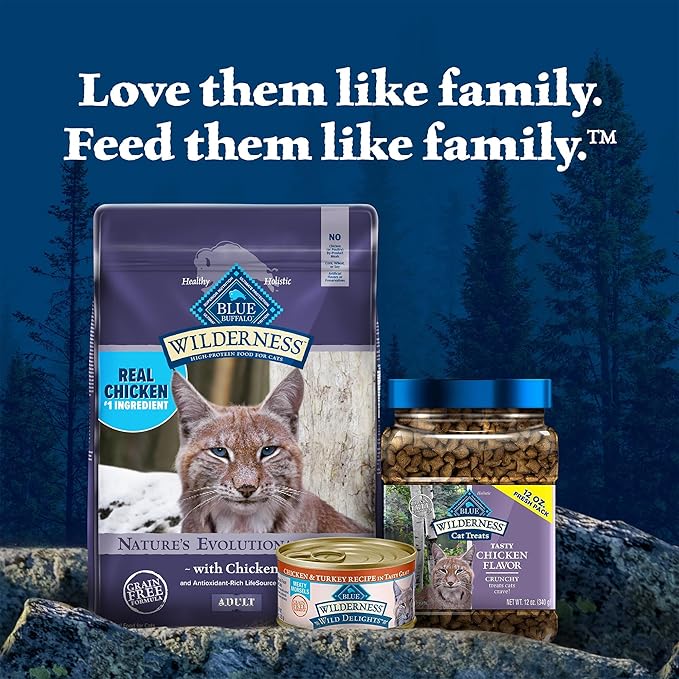 Blue Buffalo Wilderness Natural Adult Dry Cat Food, High-Protein and Grain-Free Diet, Supports Healthy Muscle Development and a Healthy Immune System, Chicken, 12-lb. Bag-PawvioPets