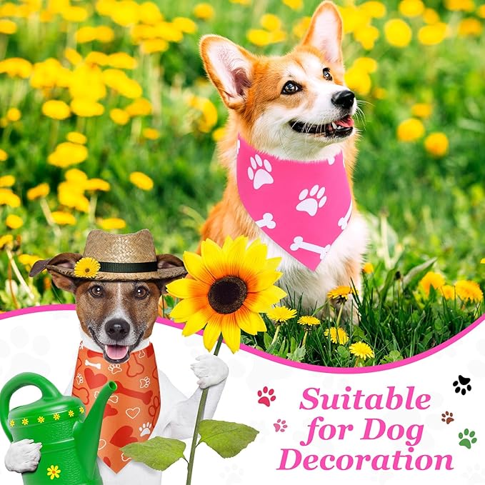 Abbylike 200 Pcs Paw Print Dog Bandanas Bulk Soft Triangle Scarves for Pets Party Costume Doggie Walking Photo Props Bibs for Pets Shops Grooming Groomers Adoption Events Halloween Party Gifts-PawvioPets