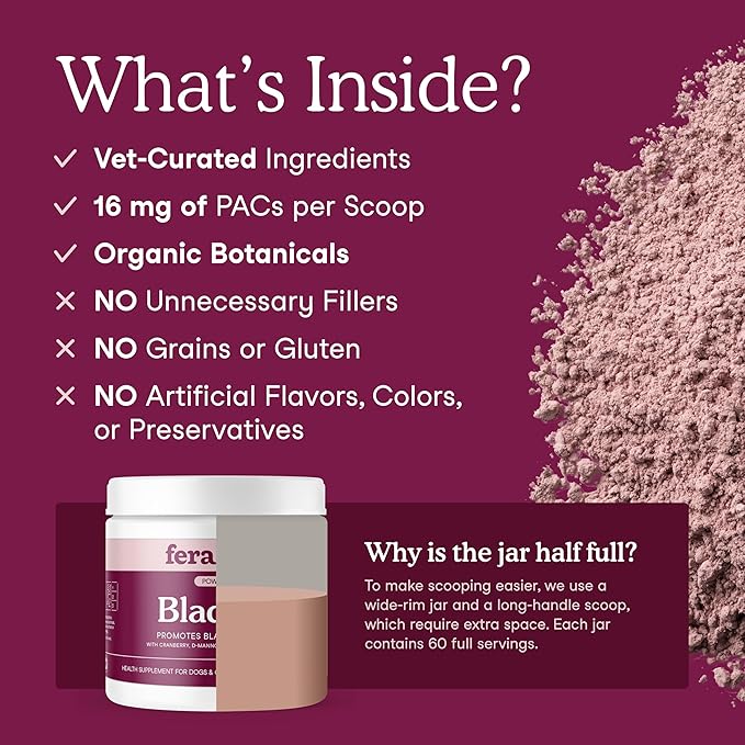 Fera Pets Bladder Support - Cranberry for Dogs & Cats - D-Mannose & Marshmallow Root - Urinary Tract Support - Supports Normal Urine pH - Boosts Immunity - 60 Scoops-PawvioPets