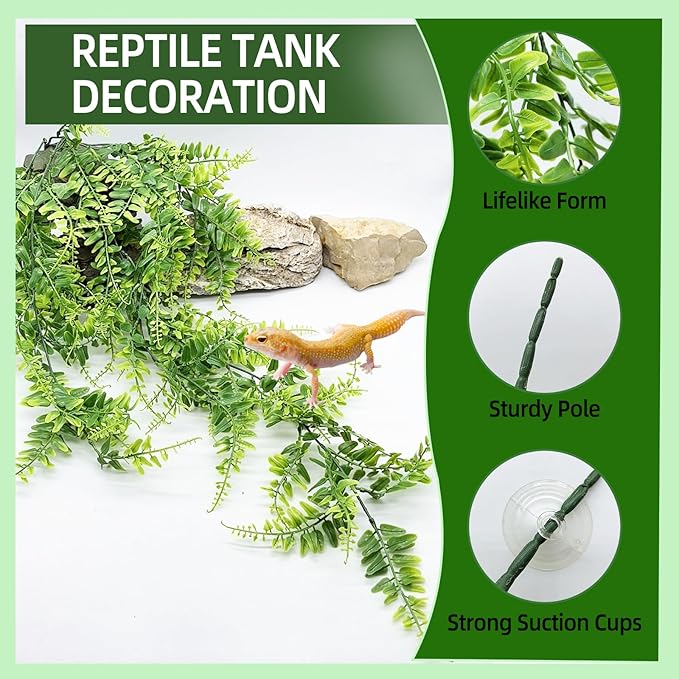 BNOSDM Reptile Vines,Bendable Jungle Climbing Vine,Terrarium Plants Artificial Decor,Tank Decorations Accessories for Bearded Dragons Chameleons Snakes Lizards Hermit Crabs-PawvioPets