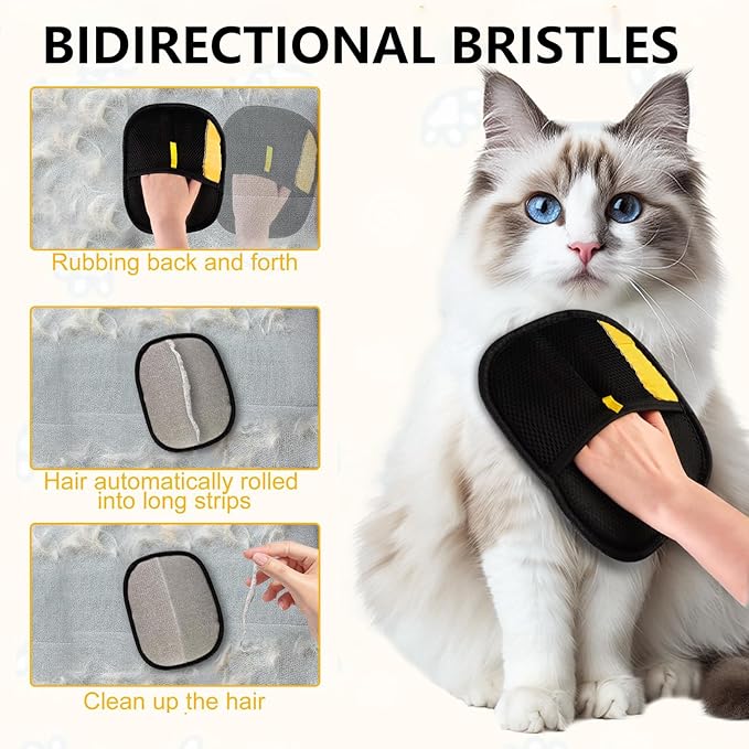 3pcs Pet Hair Removal Glove,Pet Hair Remover Glove for Cats & Dogs,Upgraded Animal Fur Removal Tool, Reusable Cats & Dogs Grooming Gloves for Hair Removal-PawvioPets