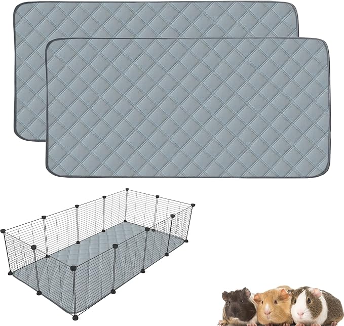 2 Pack Guinea Pig Cage Liners for C&C 2x4 Habitat Washable Guinea Pig Bedding Super Absorbent | Waterproof | Non Slip| Reusable Guinea Pig Pee Pads for Small Animals Cages - 57.1" x 27.6"-PawvioPets
