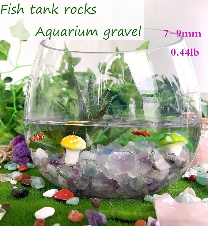 Fluorite Aquarium Gravel Rocks Natural Tumbled Healing Crystal Chips Bulk Gemstones Tumbled Crushed Stones for Fountain Vase Filler Planters Decorative Fish Tank Potted Reiki Energy Balancing 0.44lb-PawvioPets