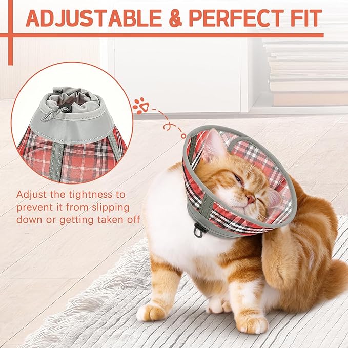 Cat Cone Collar Soft, Cat Recovery Collar for Large Medium Small Cats Kittens, Kitten Cone Alternative After Surgery-PawvioPets