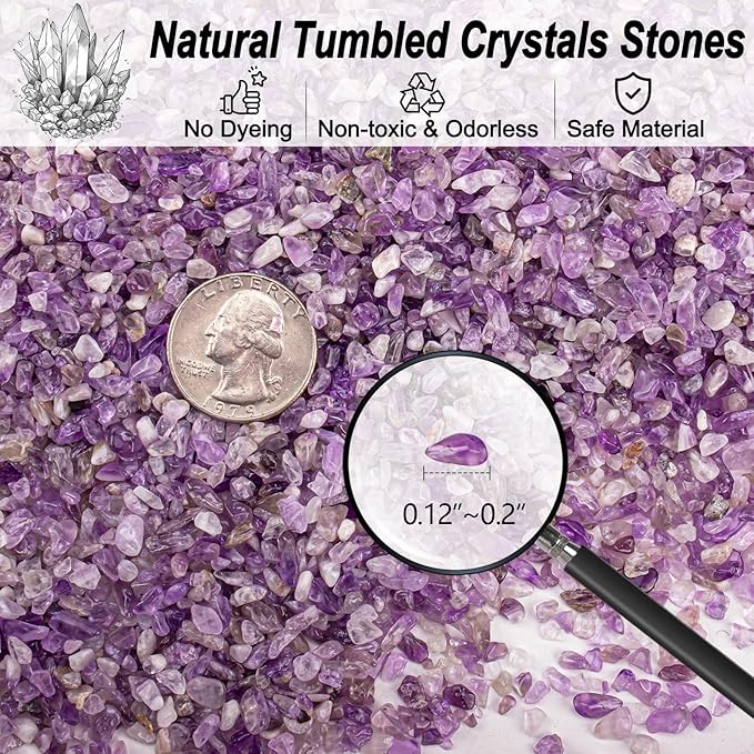 3 Lb Amethyst Crushed Stones Quartz Crystals Chips Bulk, Natural Tumbled Healing Stones for Decorative Fish Tank Vase Fillers Aquarium Gravel Rocks-PawvioPets