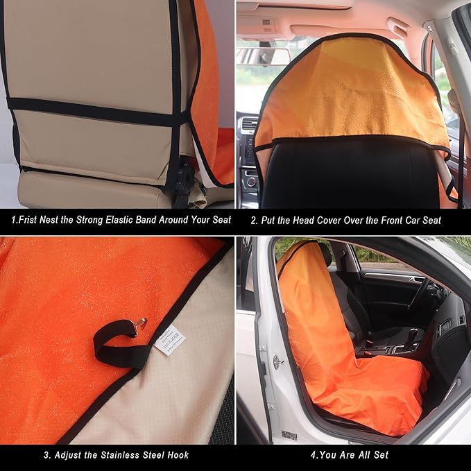 Car Seat Cover Protector Front Seats,for Gym Workout,Running,Swimming,Beach and Hiking,Waterproof Sweat Towel Bucket Seat Covers for Cars SUV Trucks (Orange, 1Pcs)-PawvioPets
