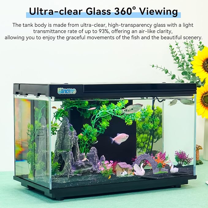 8 Gallon Aquarium Kit Featuring Real-Time Temp Display, Adjustable Flow Pump, Bottom Storage, Multi-Position Filter & 6 Light Modes - Complete Fish Tank Starter for Betta or Goldfish-PawvioPets