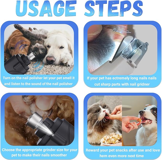 2 in 1 Dog Nail Clippers and Grinder with Lights & Cat Nail Clipper for Large Medium Small Dogs Cats Nail Trimmers USB Rechargeable with 2 LED Lights Dog Claw Care for Non-Black Nails-PawvioPets