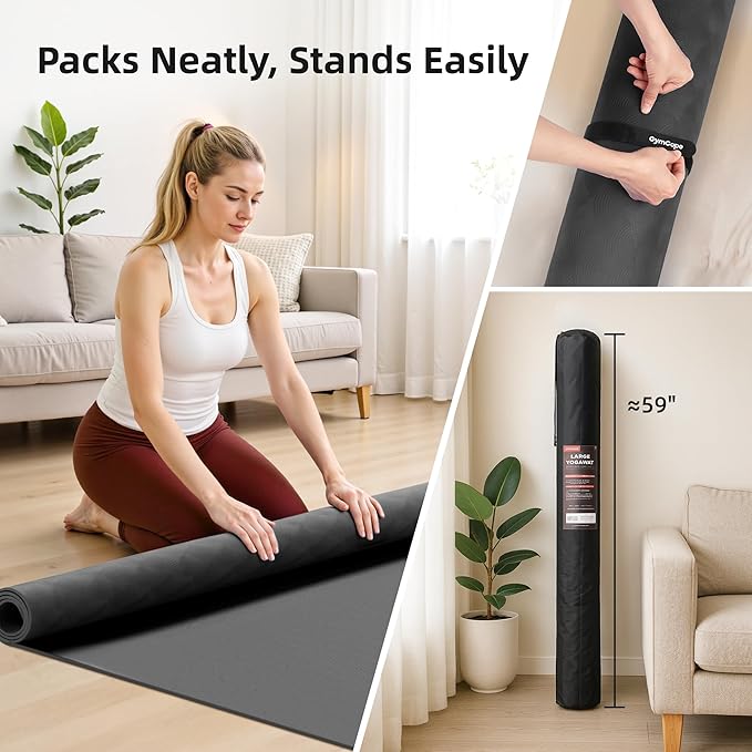 Extra Large Yoga Mat - 72"x35", 72"x48", 78"x57" - Wide TPE Exercise Mat for Home, Stretching, Couples & Family Workouts - 6-12mm Thick, Non-Slip & Waterproof - with Carry Bag and Straps-PawvioPets