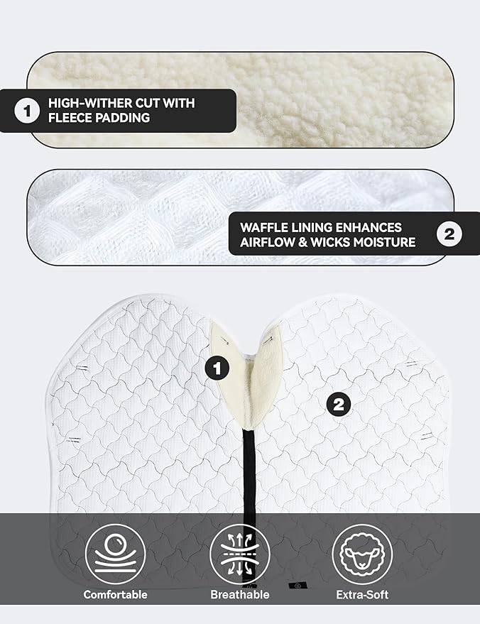 Close Contact Non-Slip Design Horse Riding Pad Moisture-Wicking Shock Absorbing English Saddle Pad for Horses-PawvioPets