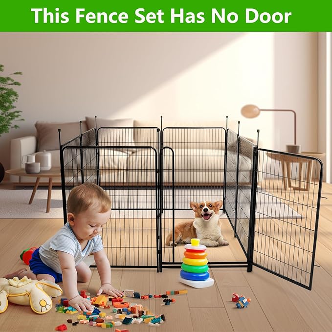 40in(H) Doorless Fence for Garden 14 Panels， 31.2 Ft(L) Barrier, Outdoor Garden Protection for Dogs Low Threshold,Indoor Fence Without Gate-PawvioPets