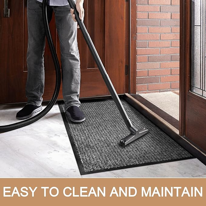Durable Front Door Mat, Heavy Duty Indoor Outdoor Doormat, 48” x 36” Low Profile Outdoor Mats for Home Entrance, Stain and Fade Resistant Shoe Scraper Mat, Ideal for High Traffic Area-PawvioPets