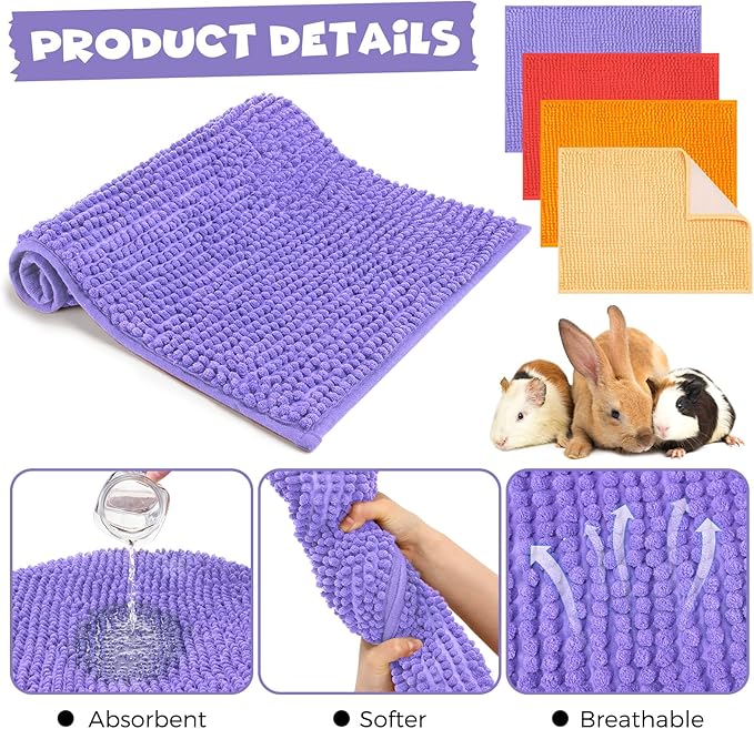 Barydat 8 Pcs Guinea Pig Cage Liner for Guinea Pig Cage Bedding Reusable Rabbit Mat Pad Washable Training Pad Animal Sleeping Bedding Mat-PawvioPets