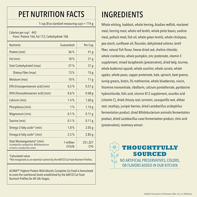 ACANA Grain-free Dry Cat Food Wild Atlantic Saltwater Fish with Freeze-Dried Liver 10lb Bag-PawvioPets