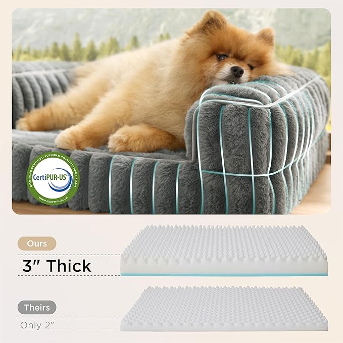 Bedsure Orthopedic Dog Bed for Small Dogs, Waterproof Memory Foam Small Pet Beds with Sides, Non-Slip Bottom and Egg-Crate Foam Medium Dog Couch Sofa with Washable Removable Corduroy Cover, Grey-PawvioPets
