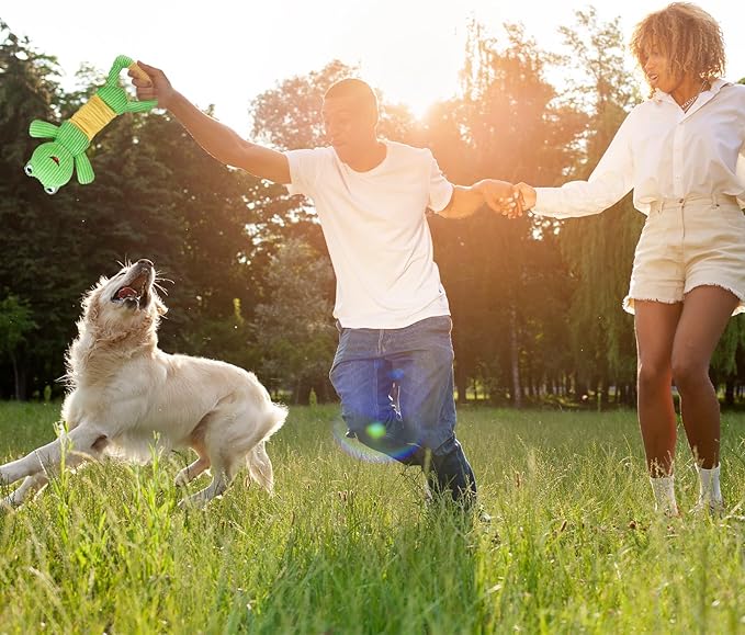 Dog Squeak Toys Durable Plush Dog Toy with Crinkle Paper, Tug of War Pull Toys for Puppies, Interactive Dog Chew Toys for Small, Medium and Large Dogs-PawvioPets