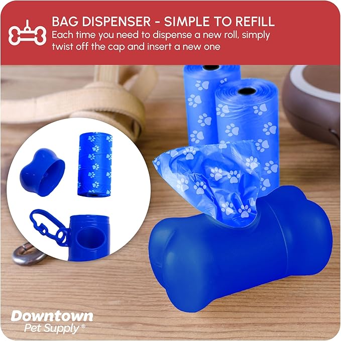 Downtown Pet Supply Rainbow Paw Print Poop Bags (2200 CT & 2 Dispensers) - Leak-Proof, Unscented, Clips to Leashes & Harnesses-PawvioPets