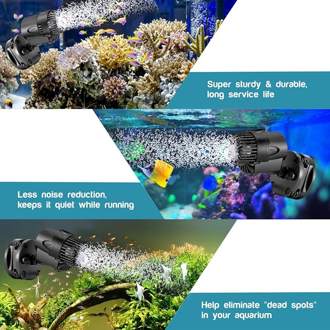 AQQA Wave Maker Pump, 530GPH Aquarium Circulation Pump 360 Degree Rotatable Submersible Powerhead Pump with Magnet Suction Base for Marine and Freshwater Aquariums（3W)-PawvioPets