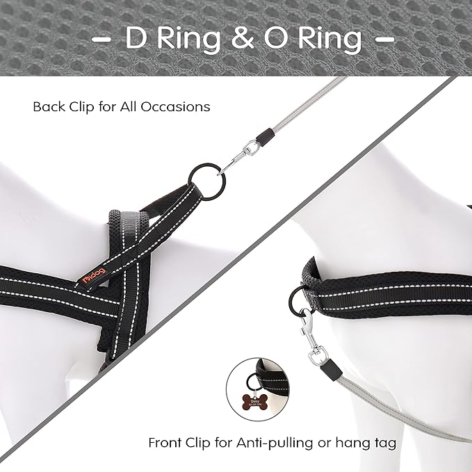 Didog No Pull Dog Harness with Soft Mesh Padded,Reflective & Quick Fit Light Weight Dog Strap Vest Harness,Easy for Walking Training (S:Chest 18-22", Mesh-Black)-PawvioPets