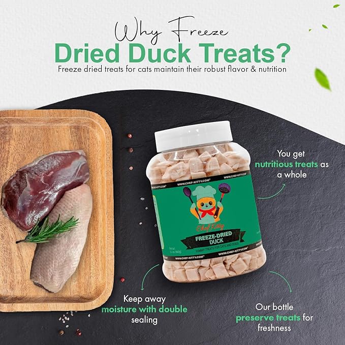 Freeze-Dried Duck Treats for Cats & Dogs – 100% Human Grade, Single Ingredient, High-Protein, Healthy Snack – No Additives or Preservatives – 3.0oz - Inspected & Tested in USA-PawvioPets