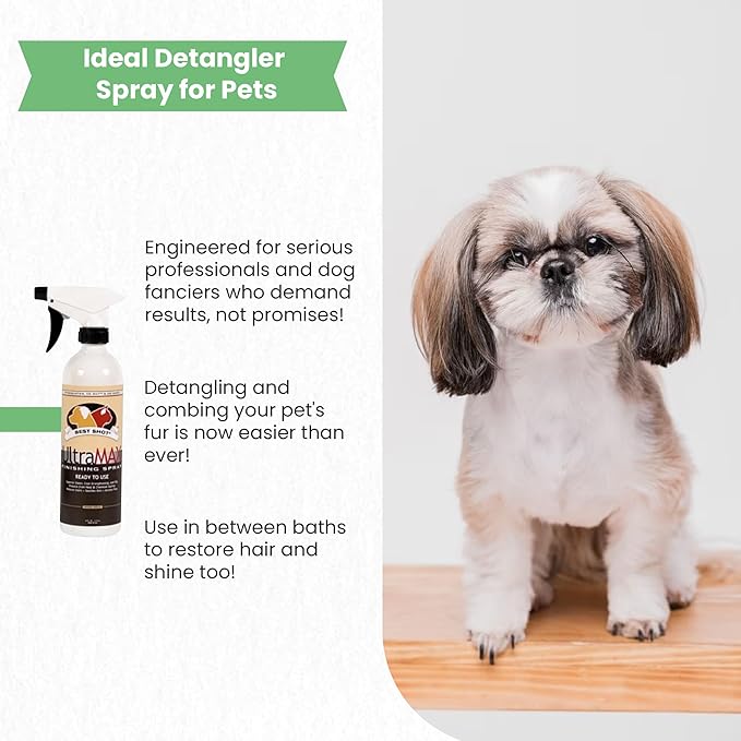 Best Shot UltraMAX Pro Finishing Spray, Ideal Detangler Spray for Pets, Hydrating and Soothing Pet Grooming Spray, for Dogs and Cats, 34 Oz.-PawvioPets